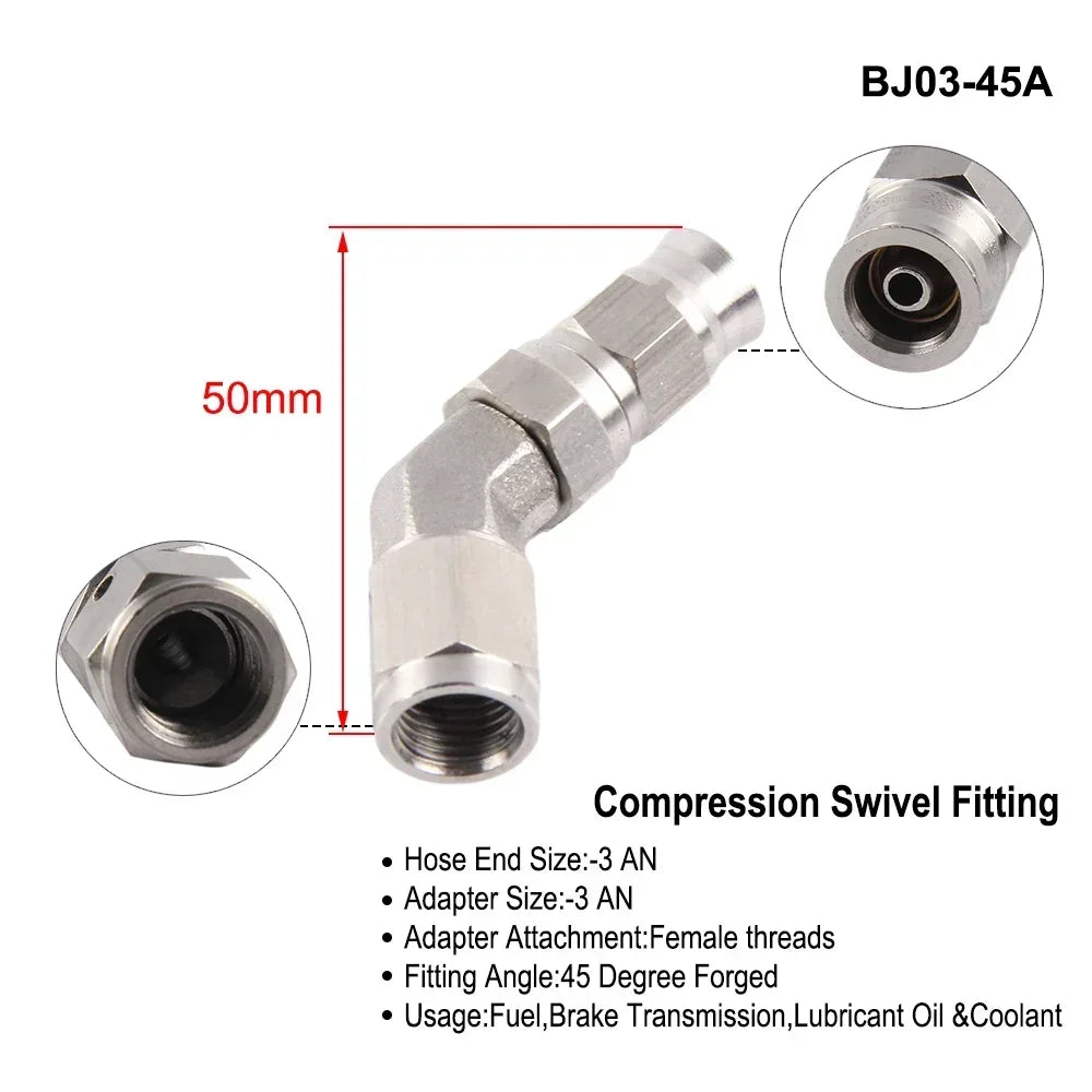 1PC Stainless Steel AN3 to AN -3 Straight Brake Swivel Hose End banjo Fitting 3/8-24
