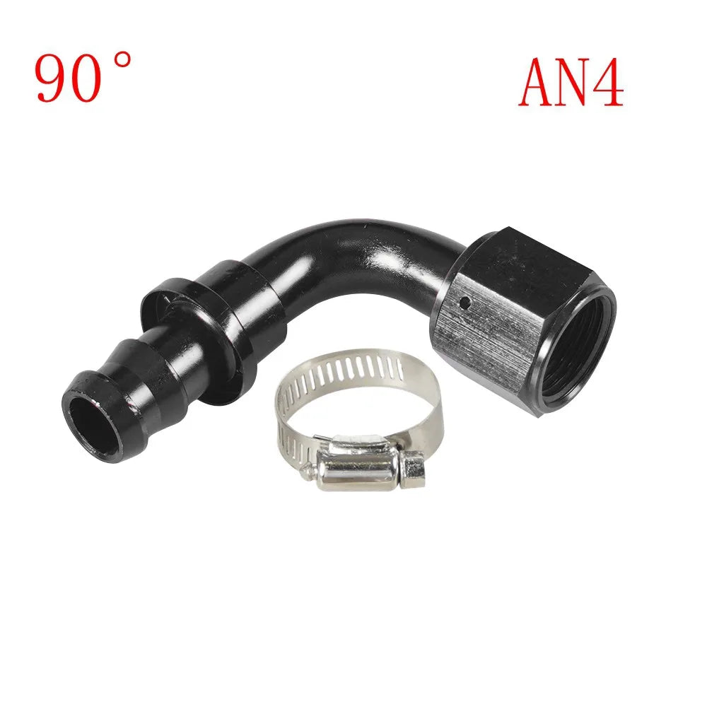 Universal 0 45° 90° 180°Degree AN4 AN6 AN8 AN10 AN12 Oil Fuel Push Lock Hose End Fitting/Adaptor Black