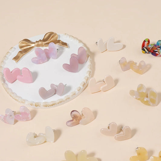 MiDairy Fashion acetate heart shape Non toxic Steel Needle New Classic Jewelry Luxury Party Girl's Unusual Earrings 780202