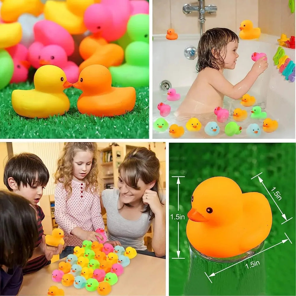 12Pcs/Set Baby Bath Toys Rubber Duck Colorful Ducks for Children Summer Swimming Pools Beach Game Toddler Children Toys Gift