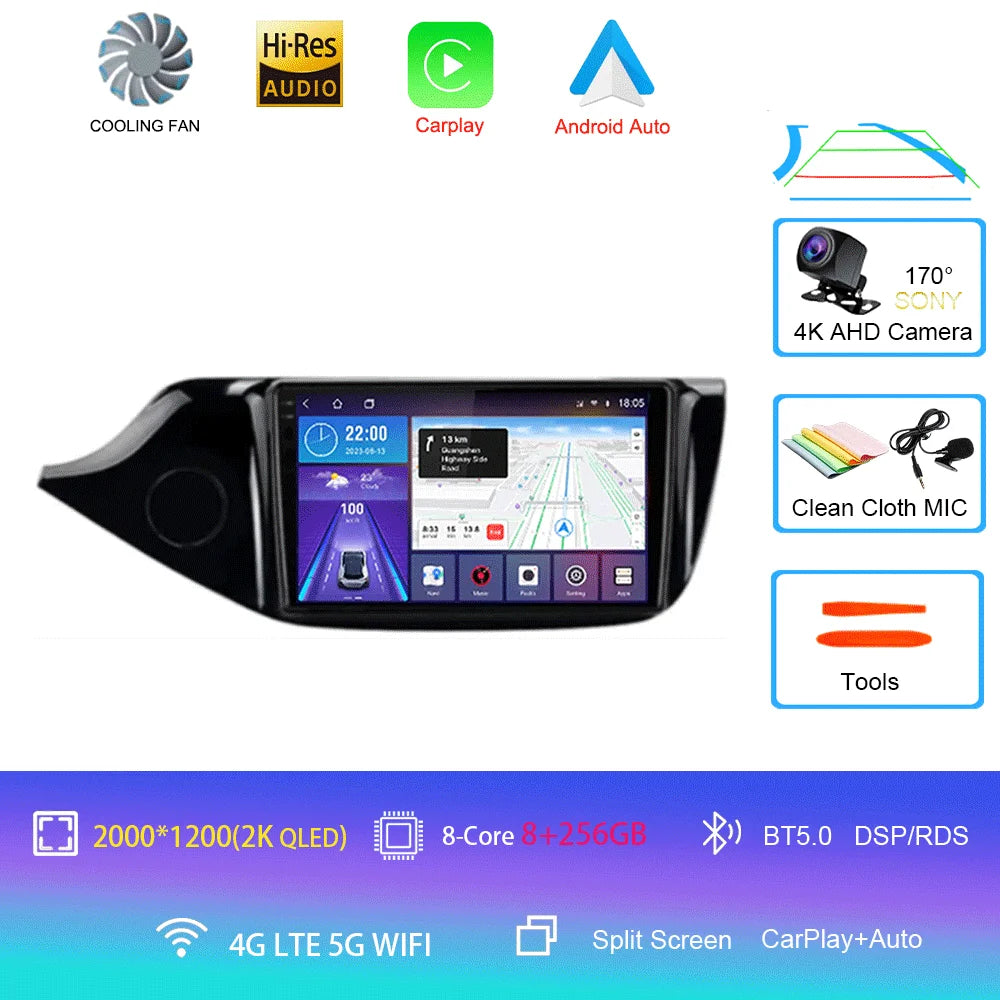 Android 14 Carplay Car Radio For Kia Ceed Cee'd 2 JD 2012-2018 Navigation GPS Multimedia Player WiFi+4G stereo BT 360 Camera DSP
