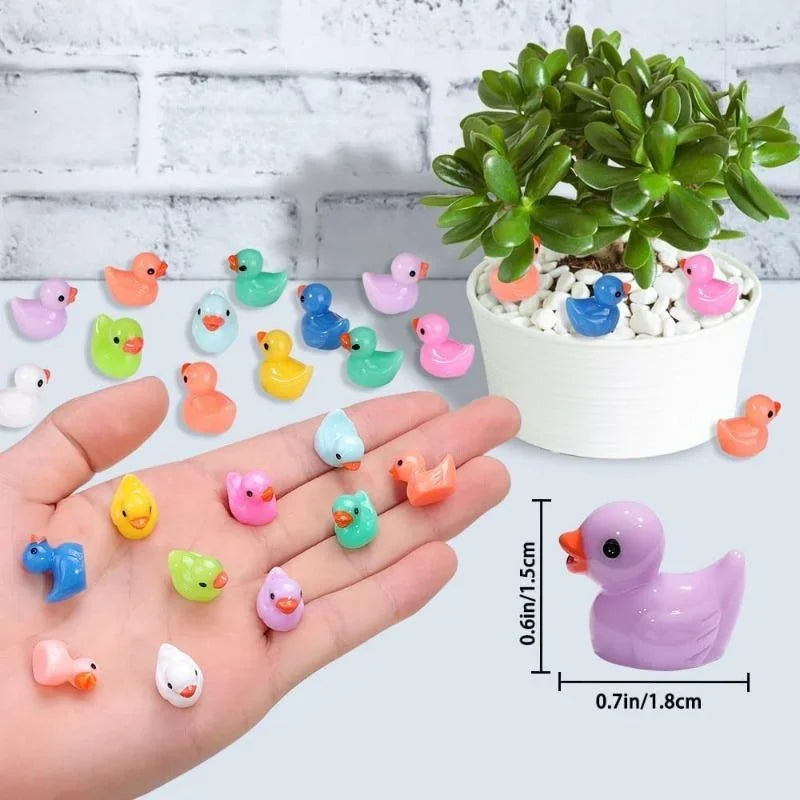 20pcs Tiny Ducks Figures Mini Resin Ducks Plastic Small Miniature Ducks for Dollhouse Fairy Garden Landscape Aquarium Decor