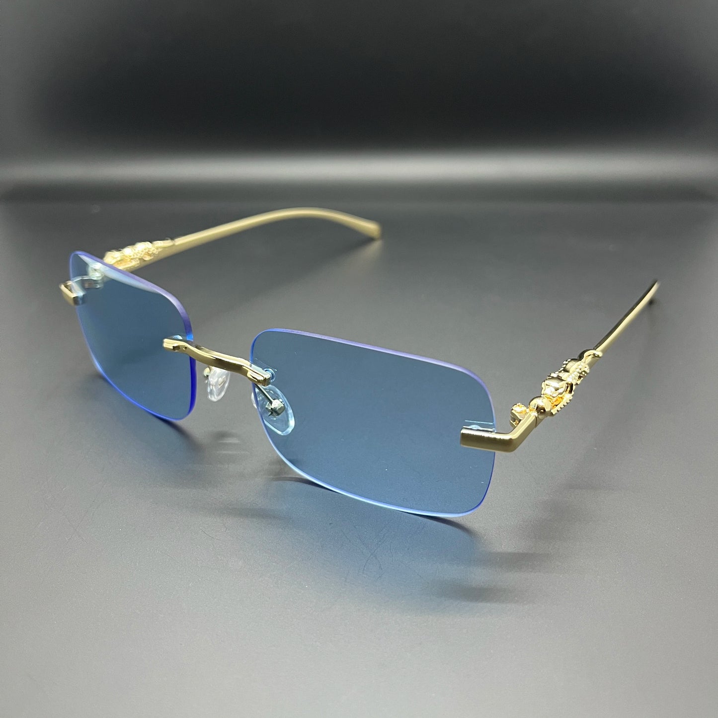Classic Rimless Sunglasses Mens Women Fashion Leopard Decoration Small Sun Glasses Stylish Frameless Driving Travelling Shades