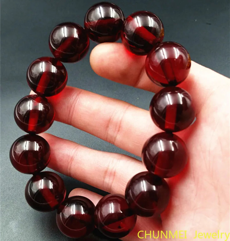 Blue Ambers Bracelet for Men Jewelry Accessories Natural Baltic Amber Beads Elastic Beaded Bracelets Women Beeswax Bangles Gifts
