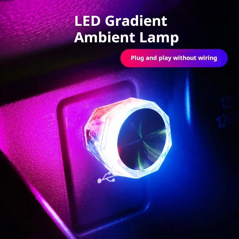 Mini Compact USB Ambient Lamps LED Car Light Auto Interior Atmosphere Light Decoration Gradieng USB LED Night Light for Car Home