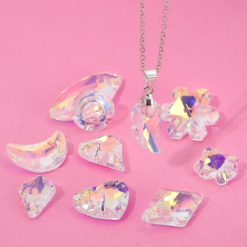 AB Color Crystal Pendant Beads Multi -shape Single Hole Charms Beads Jewelry Gems for Jewelry Making Supplies DIY Earrings