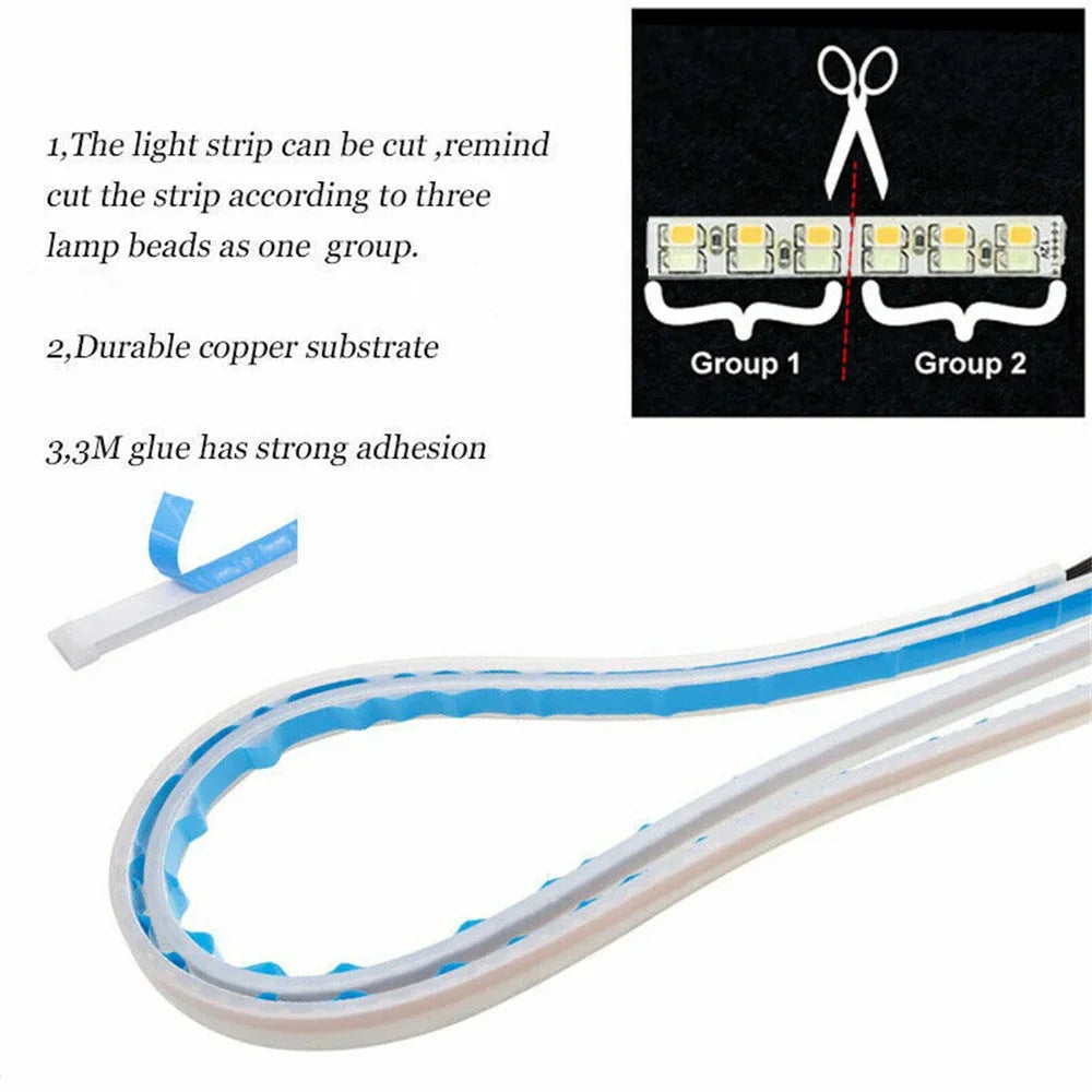 2 x Sequential LED Strip Turn Signal Indicator Car DRL Daytime Running Light UK