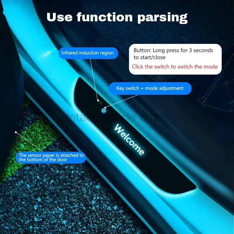 Custom car threshold bar free wiring welcome pedal atmosphere light led car intelligent sensing magic streamer decorative light