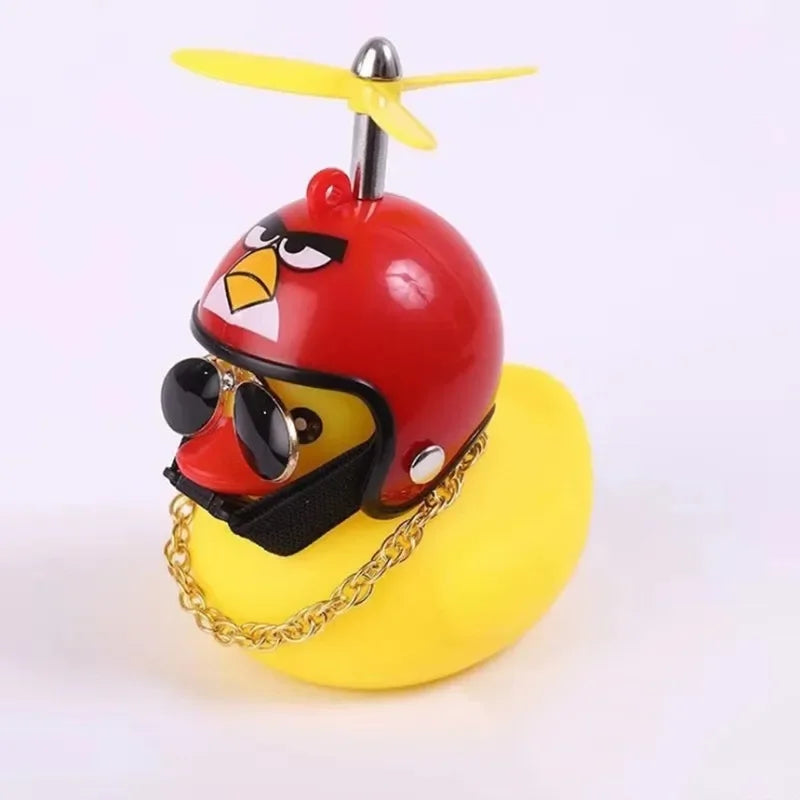 2023 Car Interior Broken Wind Small Yellow Duck with Helmet Airscrew Cute Wind-breaking Duck Cycling Decoration Ornament
