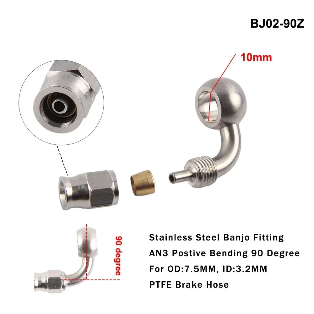 1PC Stainless Steel AN3 to AN -3 Straight Brake Swivel Hose End banjo Fitting 3/8-24