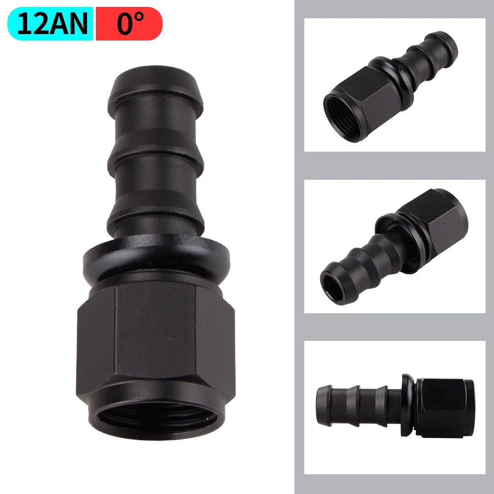 AN4/AN6/AN8/AN10/AN12 Straight 0/45/90/180 Degree Female Swivel to Push Lock Hose End Fitting Oil Fuel Hose End Adaptor Kit