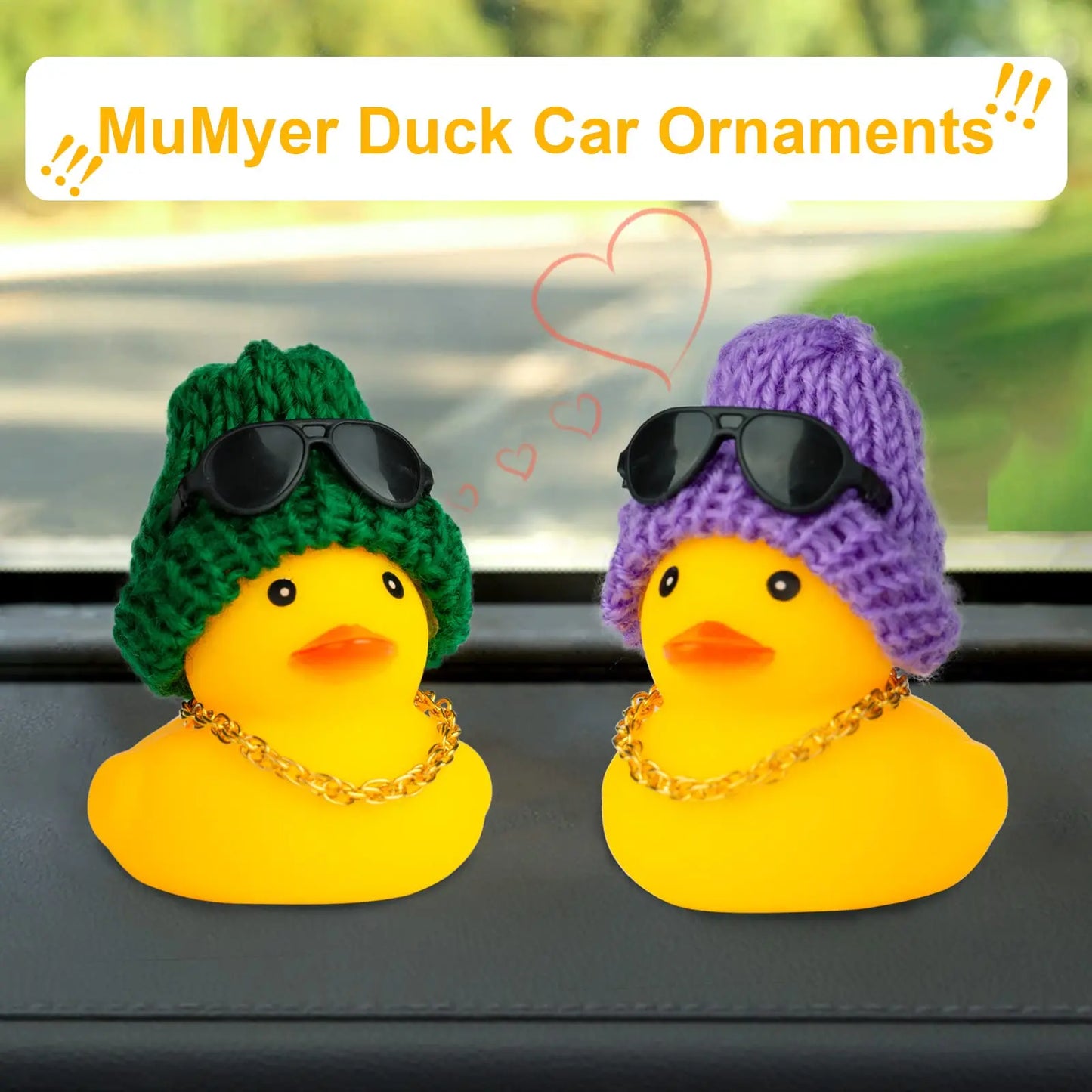 2 Set Car Duck Mini Car Dashboard Yellow Rubber Duckies Toy Jeep Duck Party Favor Car Decoration Table Ornament Car Accessory