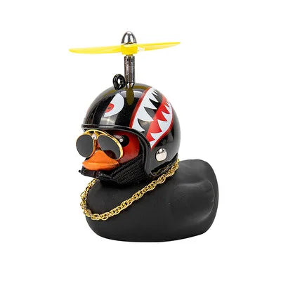 Car Cute Little Yellow Duck with Helmet Propeller Wind-breaking Duck Auto Internal Decoration Car Ornaments Accessories Kids Toy