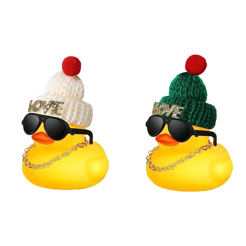 2 Set Car Duck Mini Car Dashboard Yellow Rubber Duckies Toy Jeep Duck Party Favor Car Decoration Table Ornament Car Accessory