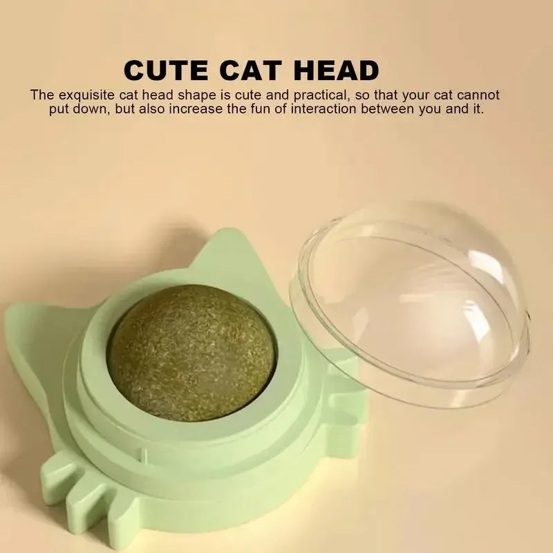 Catnip Cat Wall Stick-on Ball Natural Mint Promote Digestion Cat Grass Pet Toy Improve Appetite Spinning Toy Ball