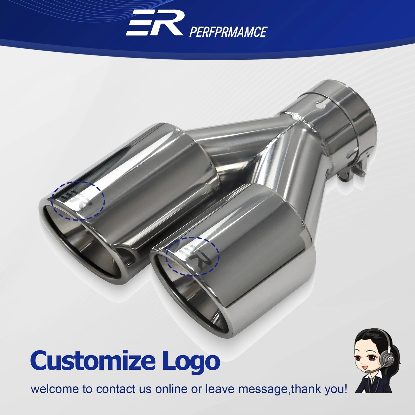 Exhaust Racing Dual Car Modification Stainless Steel Universal Automobile Exhaust Pipe Muffler Double Exhaust Tips
