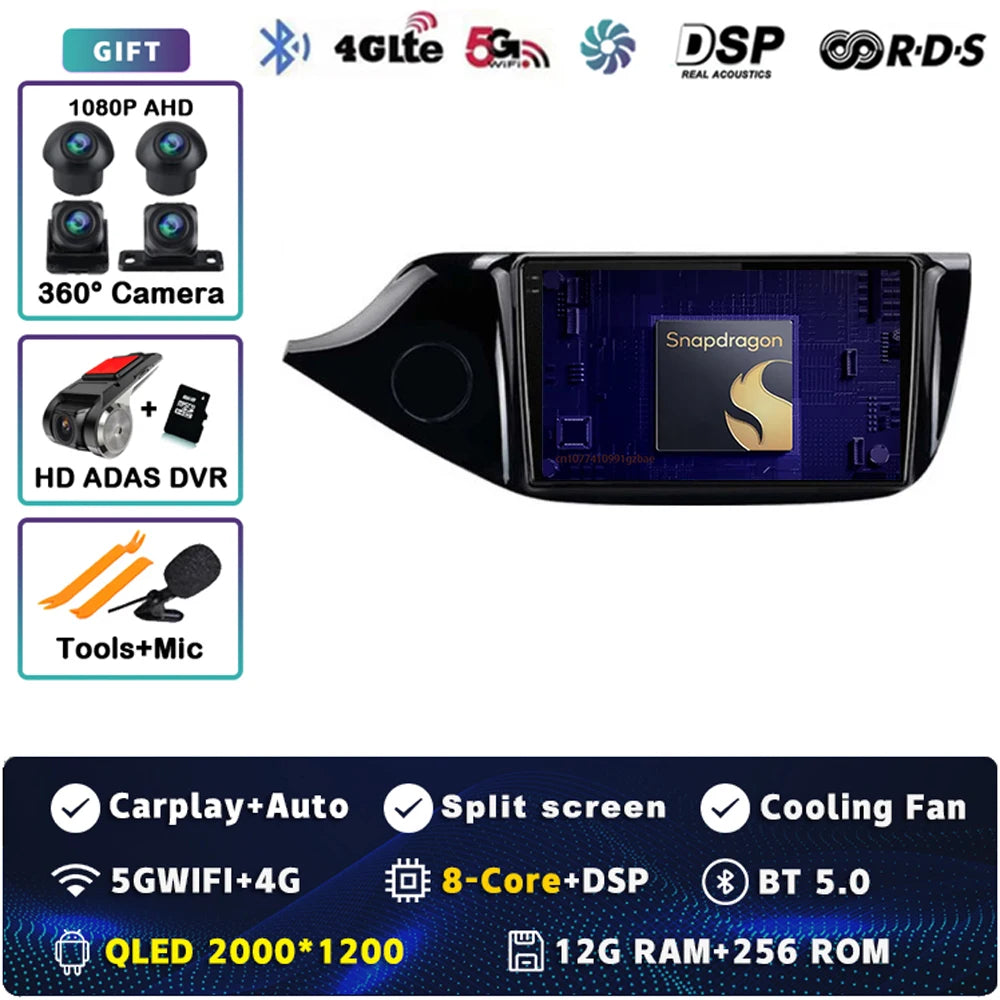 Android 14 Carplay Car Radio For KIA Cee'd CEED JD 2012 2013 2014 - 2018 Multimedia Video Player Navigation GPS Stereo 2 Din DVD