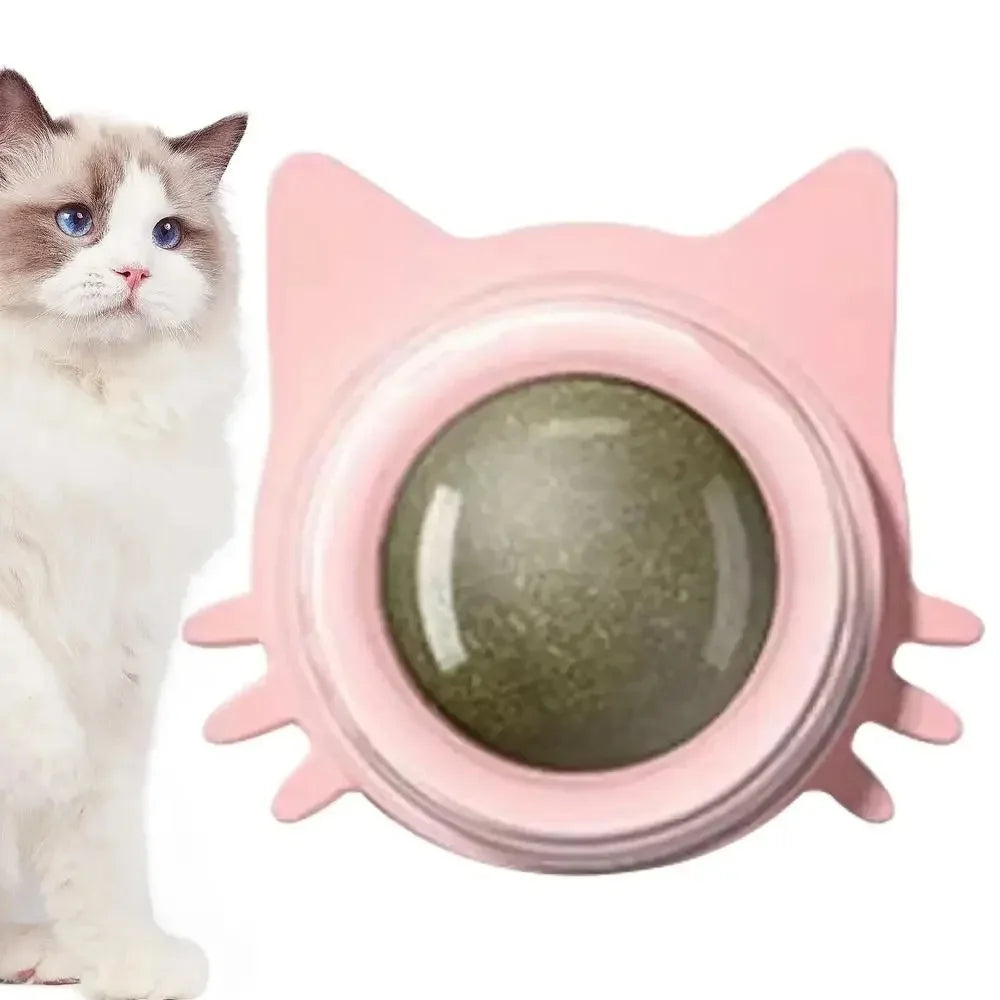 Catnip Cat Wall Stick-on Ball Natural Mint Promote Digestion Cat Grass Pet Toy Improve Appetite Spinning Toy Ball