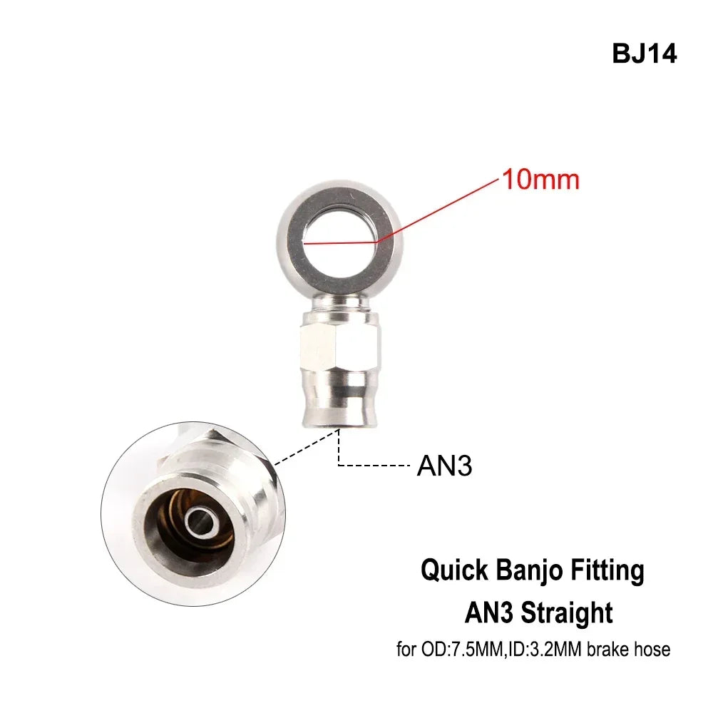 1PC Stainless Steel AN3 to AN -3 Straight Brake Swivel Hose End banjo Fitting 3/8-24