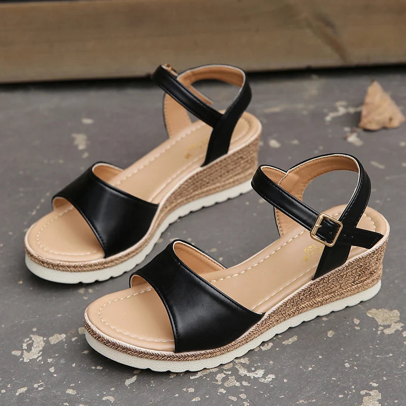 Buckle Strap Wedge Heel Sandals for Women Summer 2023 Lightweight Platform Sandles Woman Non Slip Gladiator Sandalias Mujer
