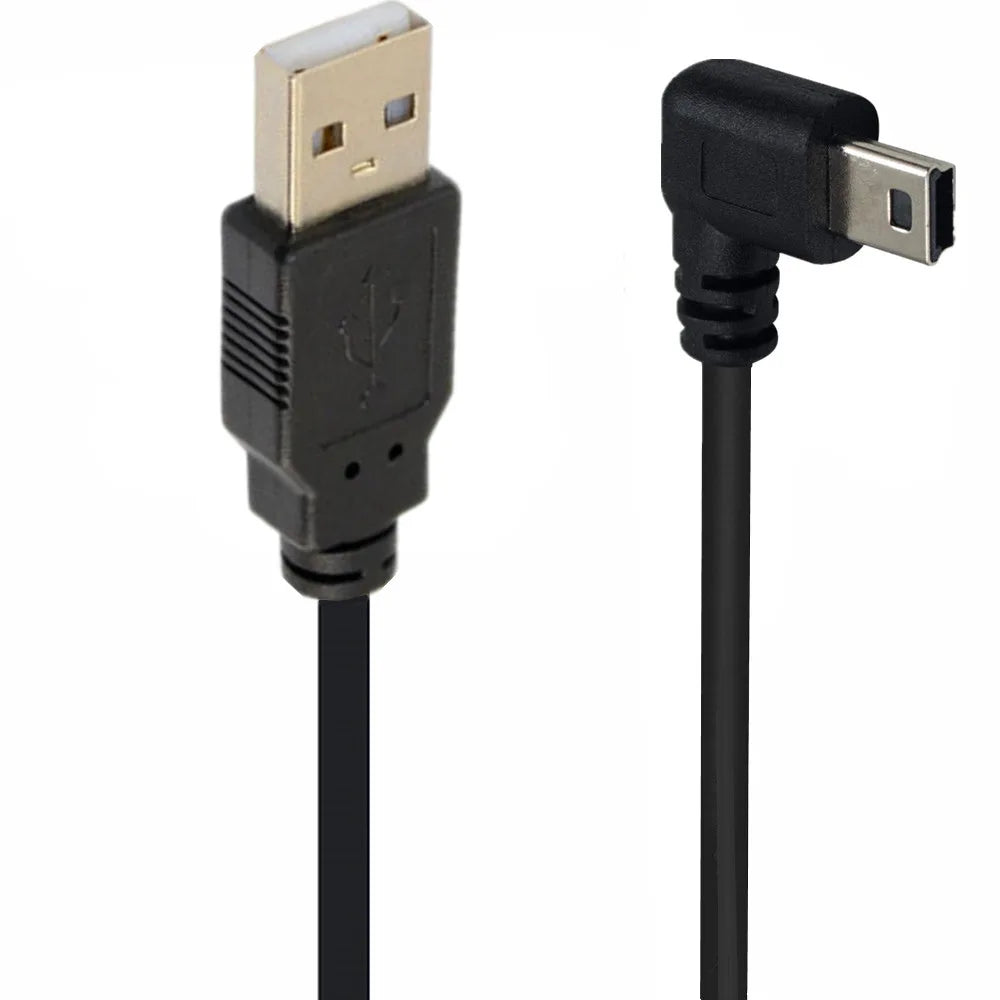 Mini USB B Type 5pin Male UP Down Left Right Angled 90 Degree to USB 2.0 Male Data Cable 0.25m 0.5m 1.5m 3m