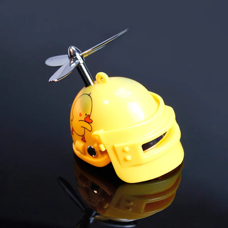 Car Interior Decoration Yellow Duck Accessories Three-level Helmet with Silver Propeller Duck Accessories Weapons Toy Gun AMW