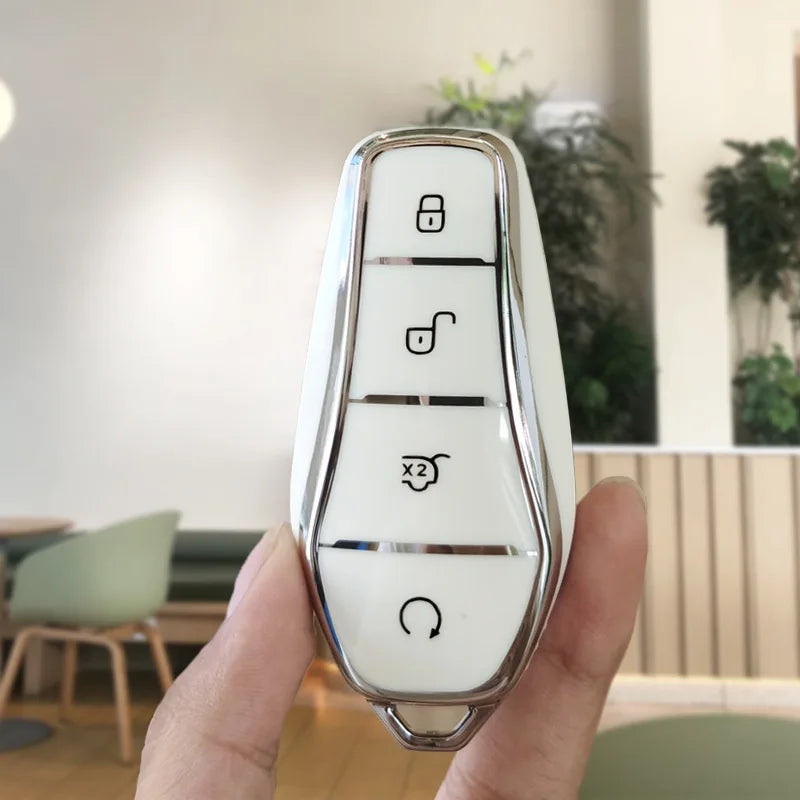 Fashion 4 Buttons TPU Car Key Case For BYD Atto 3 Han EV Dolphin Remote Control Protect Cover Keychain Auto Accessories