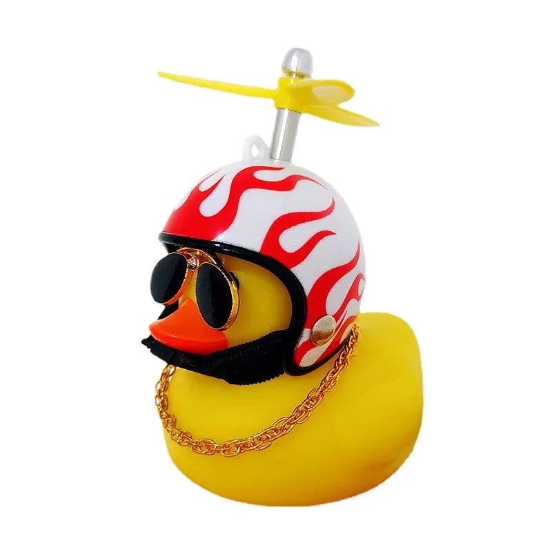 2023 Car Interior Broken Wind Small Yellow Duck with Helmet Airscrew Cute Wind-breaking Duck Cycling Decoration Ornament