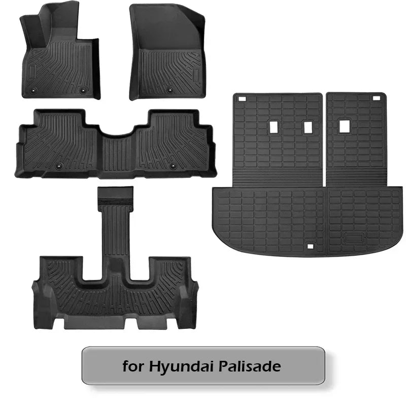 Floor Mats for Hyundai Palisade 2025 2024-2020 All Weather Cargo Liner Backrest Mat TPE Trunk Mat with Backrest Mat Accessories