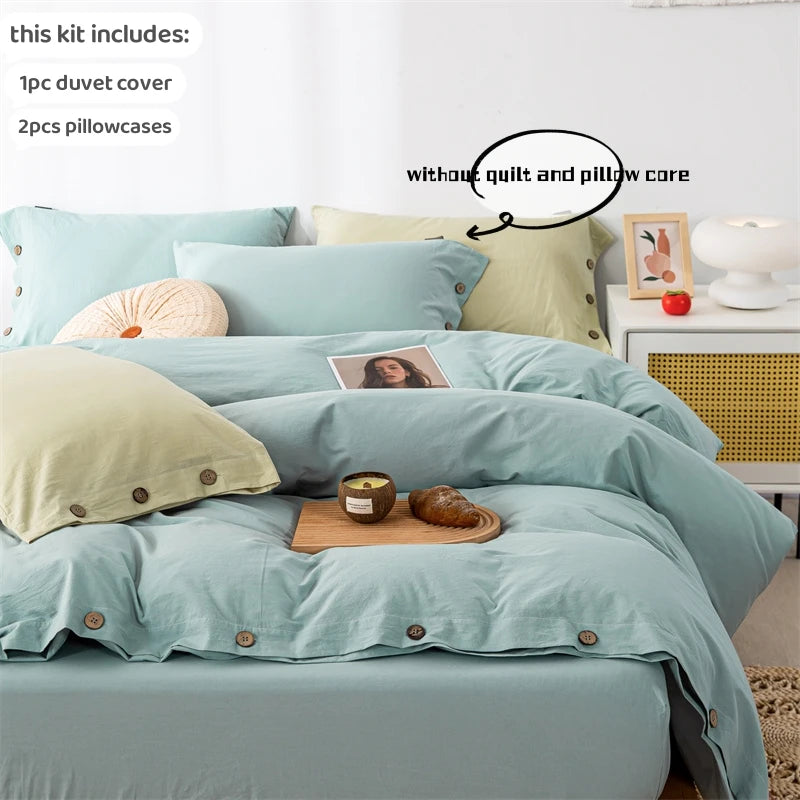 3pcs 100% cotton bedding set Double Duvet Cover Set 220x240 Solid Twist Cotton King Size Bedding Set Quilt Cover Set