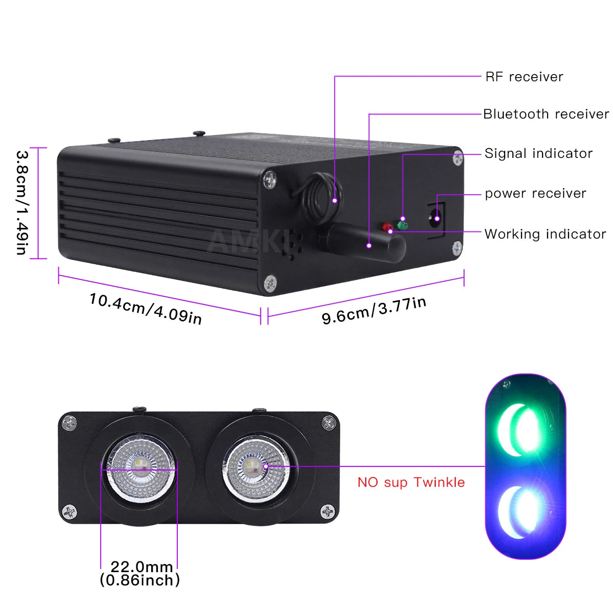 32W Dual color RGBW Car Starry Sky Ceiling Light kit Car accessories Interior APP Music Car Roof Stars Fiber Optic Light