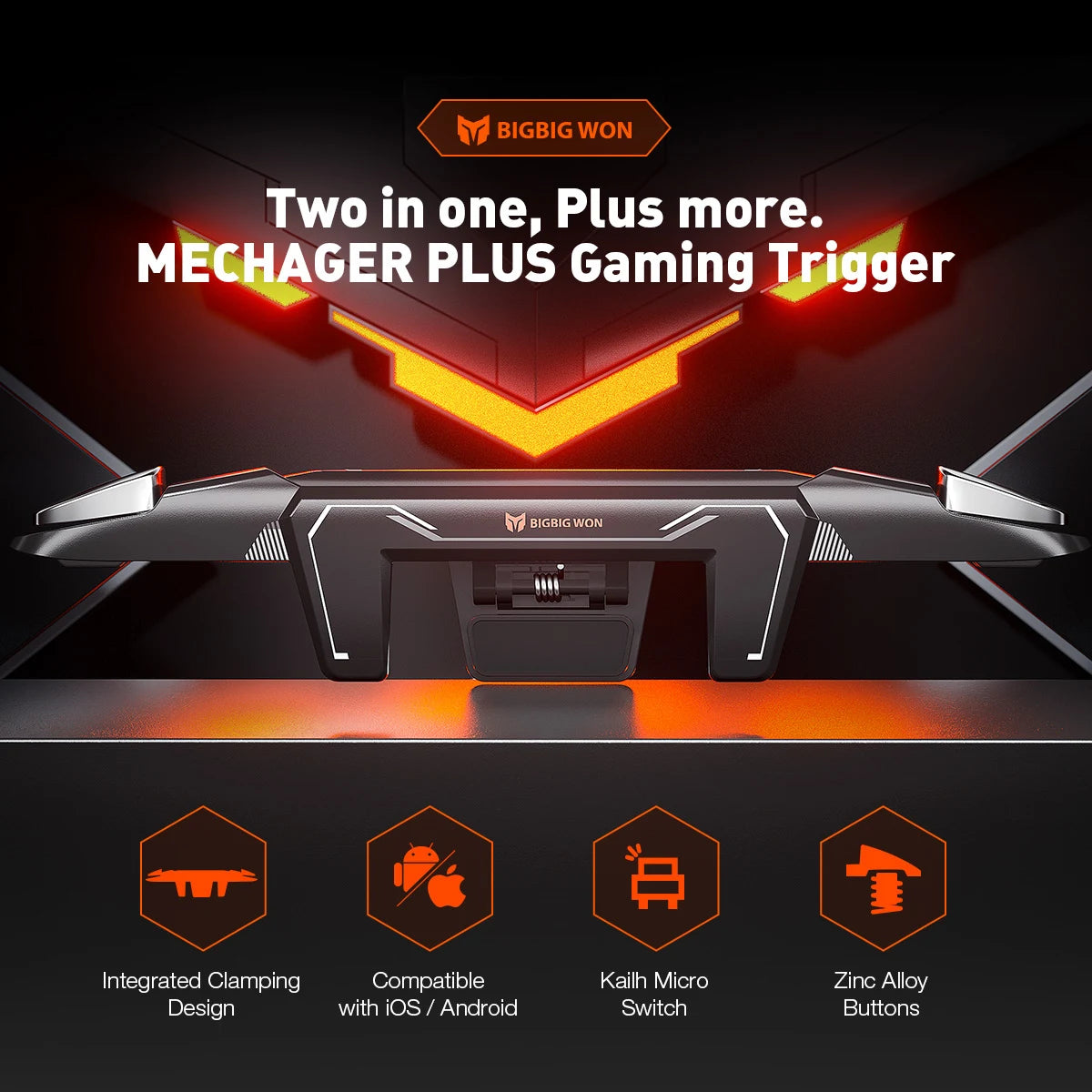 BIGBIG WON Mechager Plus M3 Mobile Gaming Triggers Game Controllers Integrated Clamping Plug and Play for iOS and Android Phone