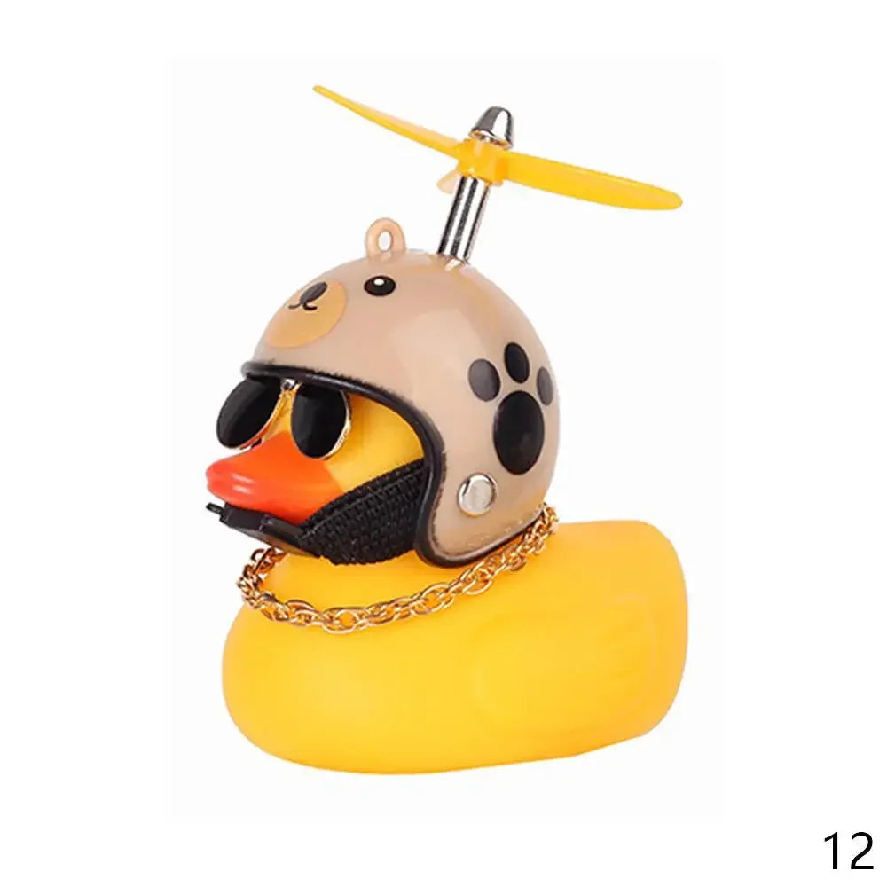 2023 Car Interior Broken Wind Small Yellow Duck with Helmet Airscrew Cute Wind-breaking Duck Cycling Decoration Ornament