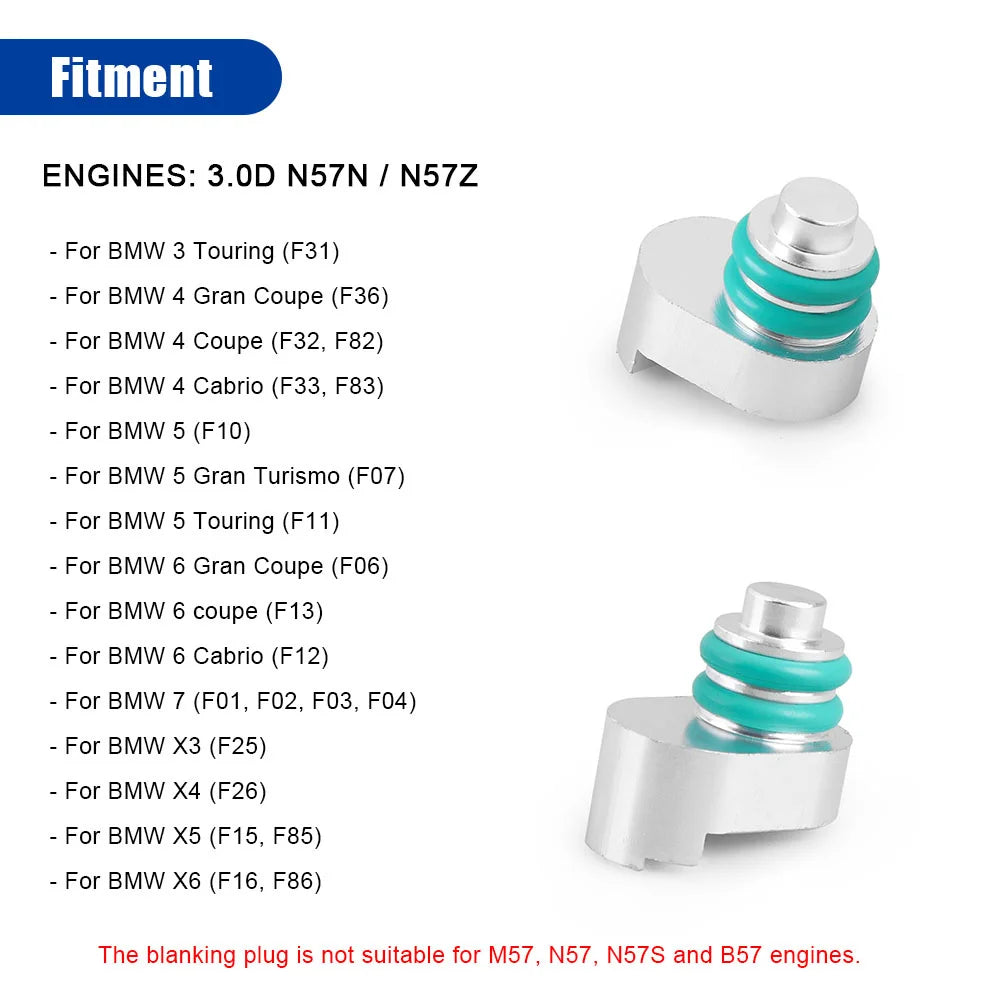 Intake Manifold Swirl Flap Blanking Plug Gasket Set Kit for BMW N57N N57Z 3.0d