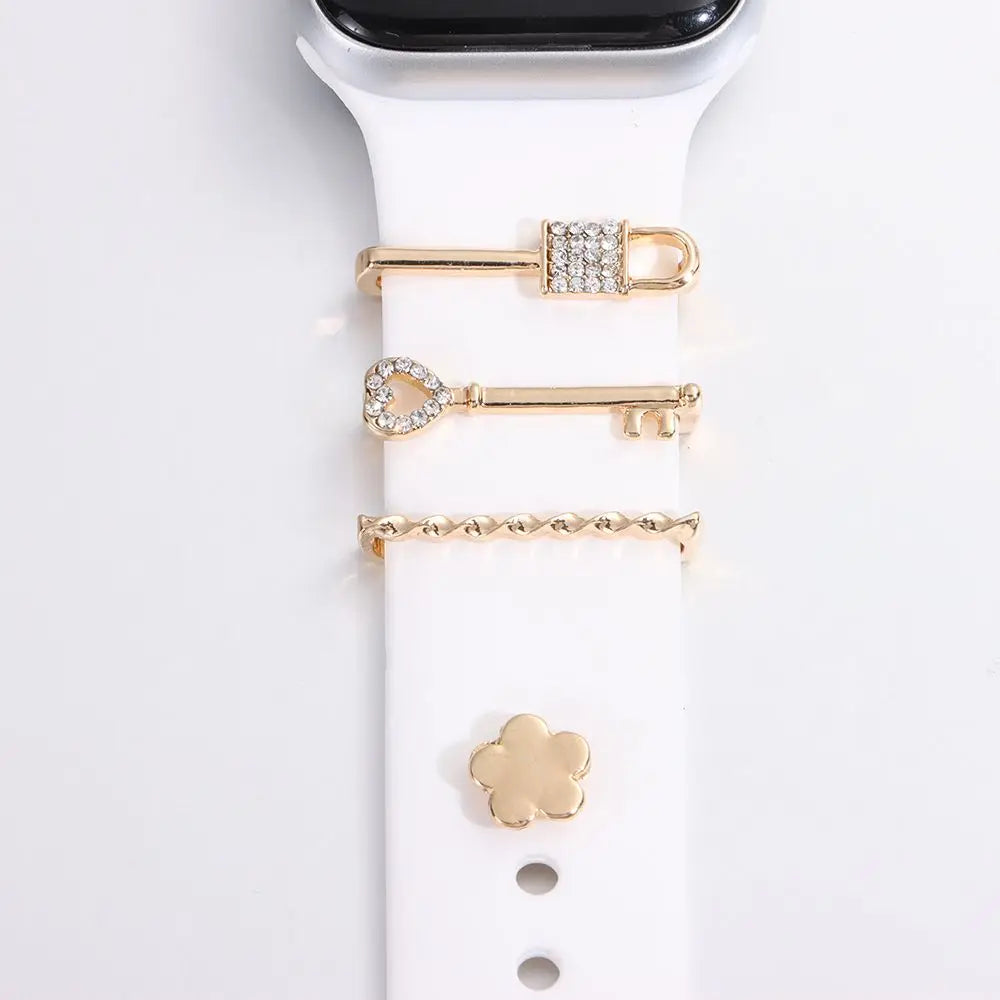 Metal Diamond Bracelet For Apple Watch Band Wristbelt Charms Watch Band Ornament Decorative Ring For Smart Watch Band