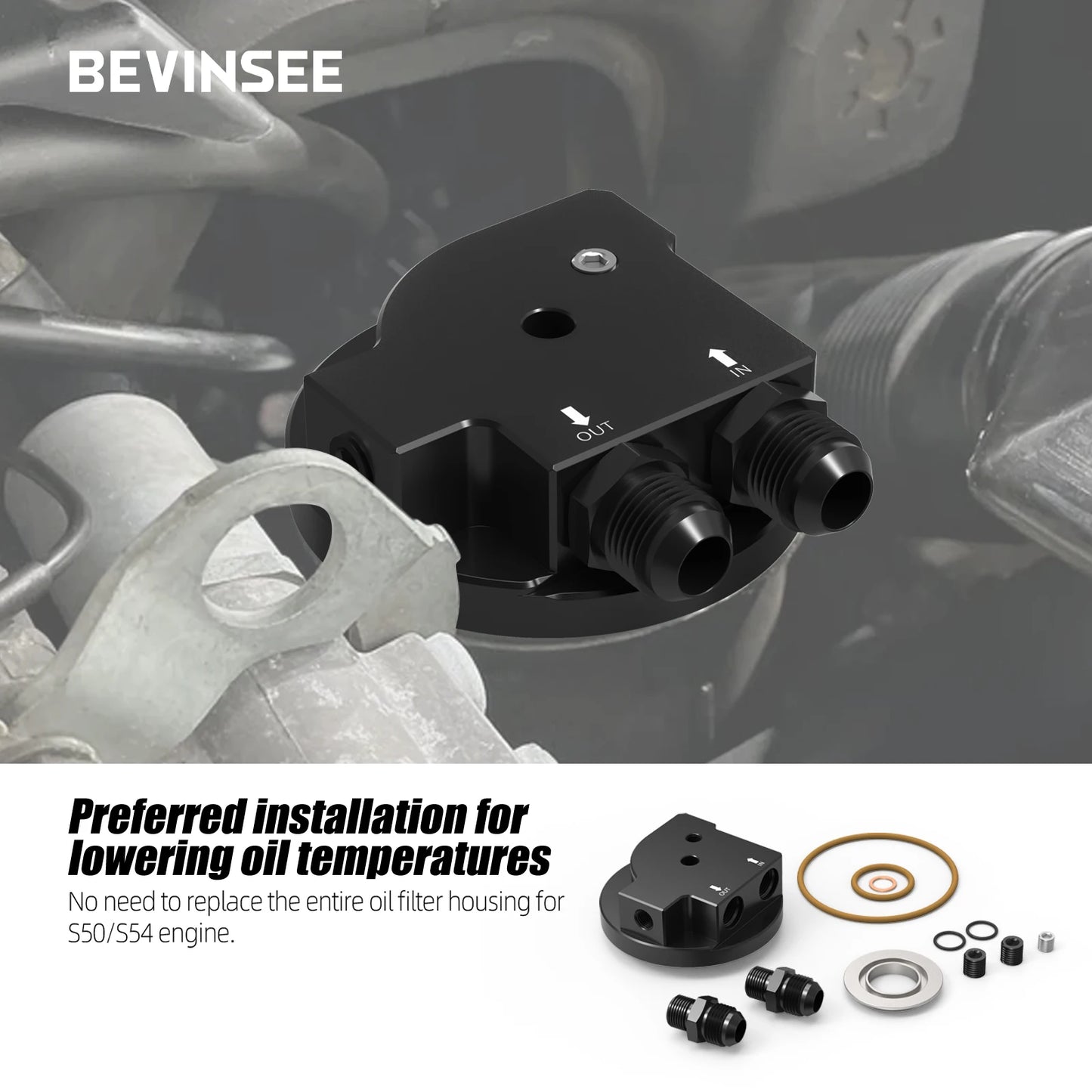 BEVINSEE Oil Filter Cap For Oil Cooler for BMW M50 S50 S52 S54 E36 E46 E34 Z3 Z4 320i 323i 325i 328i 525i 535i 11421741000