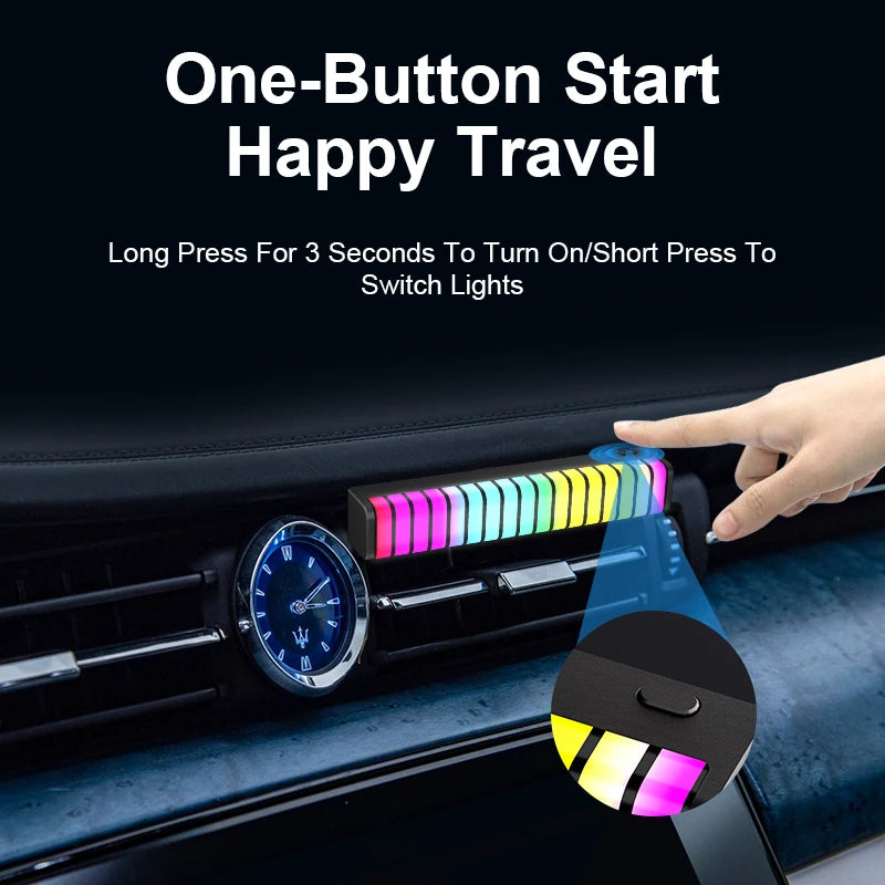 Car RGB LED Strip Light Music Sound Control Pickup Rhythm Ambient Lamp Atmosphere Light Bar Air Freshener Aromatherapy 2 In 1