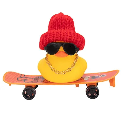 Car Duck Ornament Rubber Duck Car Dashboard Decoration Car Dashboard Decoration Accessories with Mini Hat Chair or Skateboard