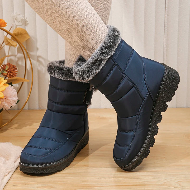 2023 Waterproof Snow Boots for Women Winter Shoes Faux Fur Plush Ankle Boots Woman Plus Size Non-Slip Warm Cotton Botas Mujer