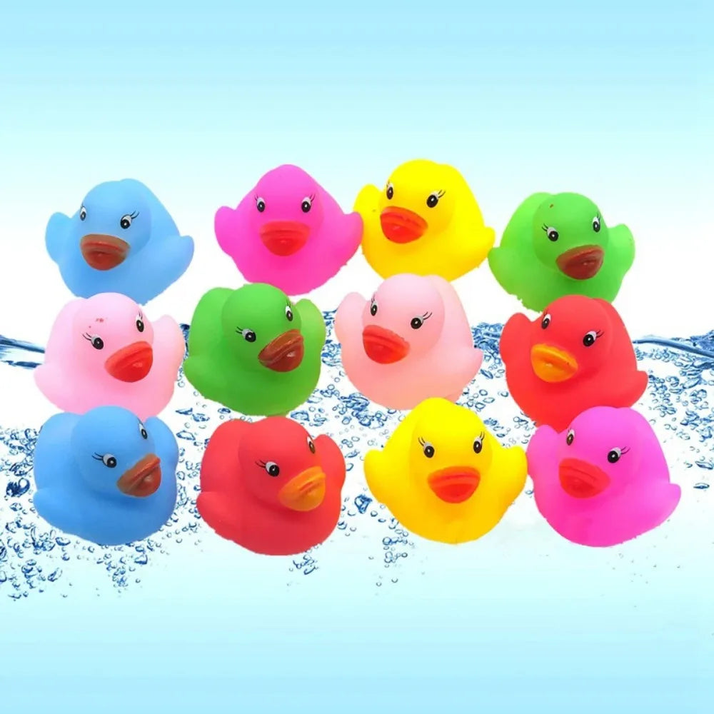 12Pcs/Set Baby Bath Toys Rubber Duck Colorful Ducks for Children Summer Swimming Pools Beach Game Toddler Children Toys Gift