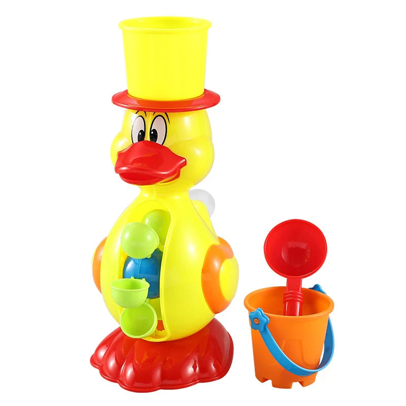 Kids Shower Bath Toys Cute Yellow Duck Waterwheel Toys Baby Faucet Bathing Water Spraying Tool Wheel Type Dabbling Toy