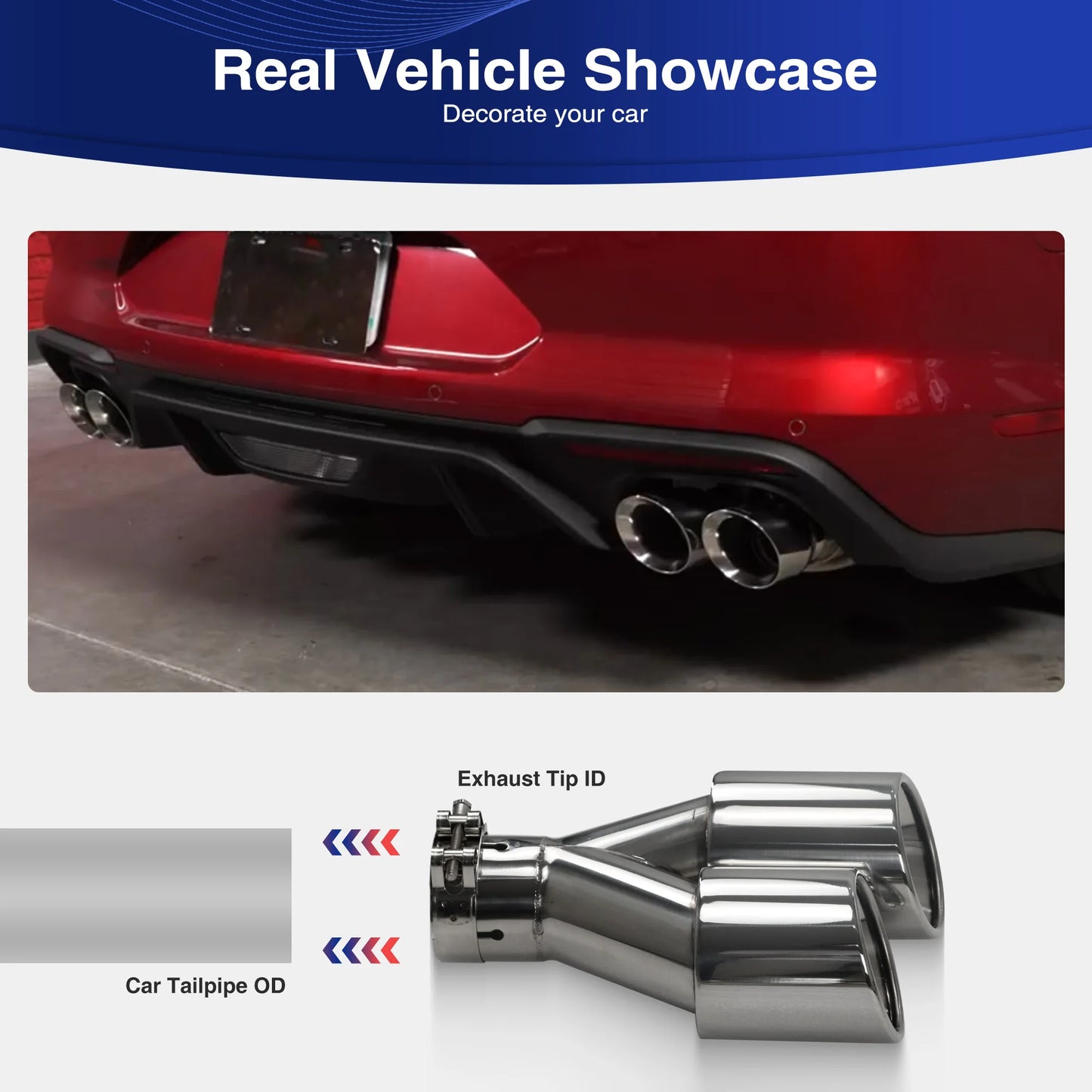 Exhaust Racing Dual Car Modification Stainless Steel Universal Automobile Exhaust Pipe Muffler Double Exhaust Tips