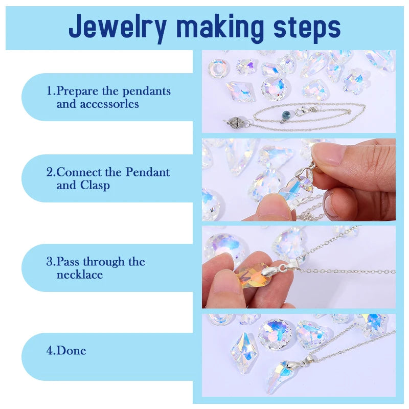 AB Color Crystal Pendant Beads Multi -shape Single Hole Charms Beads Jewelry Gems for Jewelry Making Supplies DIY Earrings