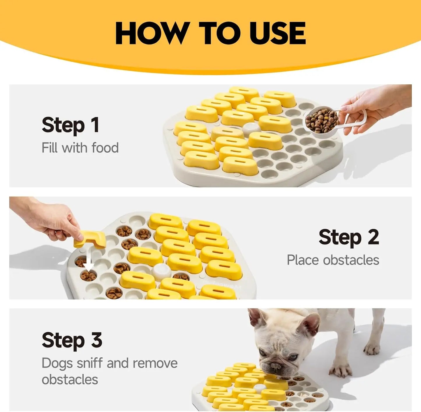 Mewoofun Honeycomb Shaped Interactive Dog Puzzle Toys Slow Feeder Training Game Food Dispenser Slow Eating Pet Dogs Toy