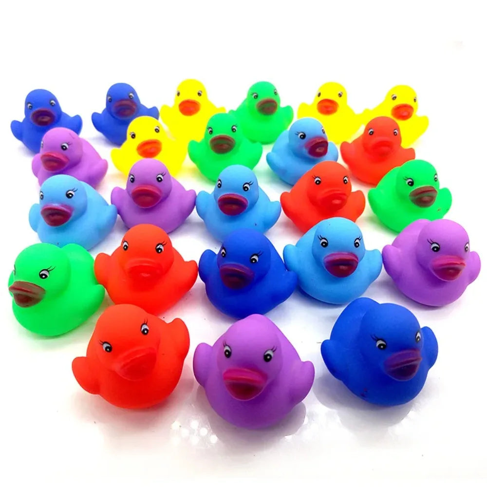 12Pcs/Set Baby Bath Toys Rubber Duck Colorful Ducks for Children Summer Swimming Pools Beach Game Toddler Children Toys Gift