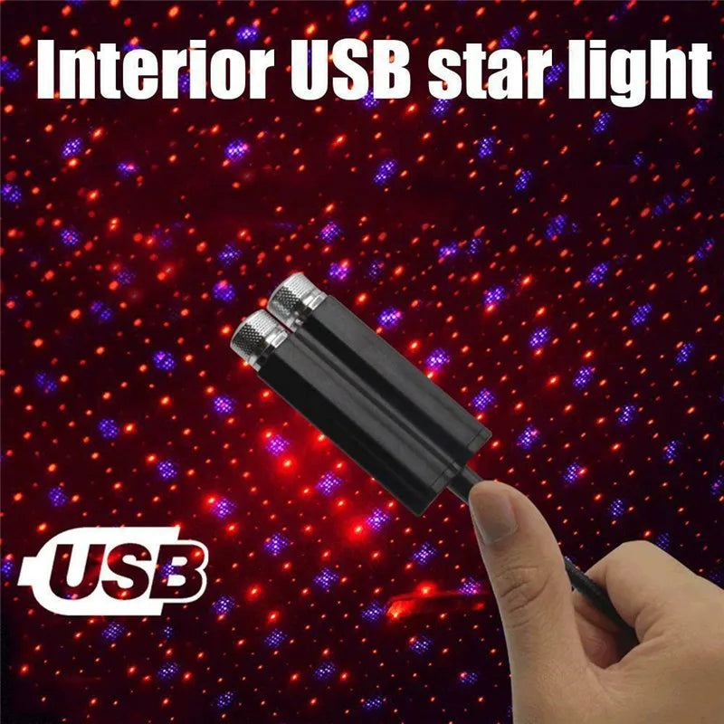 Car Roof Star Light Interior USB LED Starry Lights Atmosphere Projector Decoration Night Home Decor Galaxy Light Car Accessories