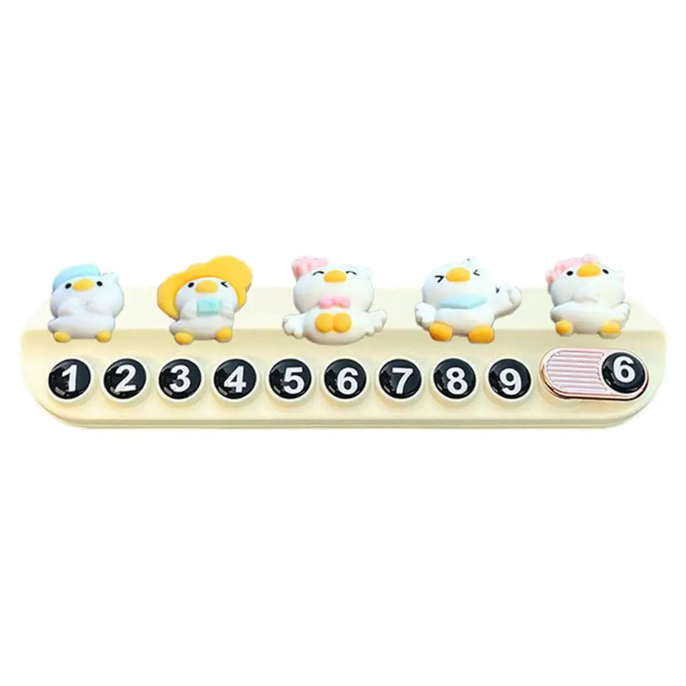 Car Number Plate Cartoon Little Duck Temporary Parking For Auto Interior Decoration Vehicle Accessories