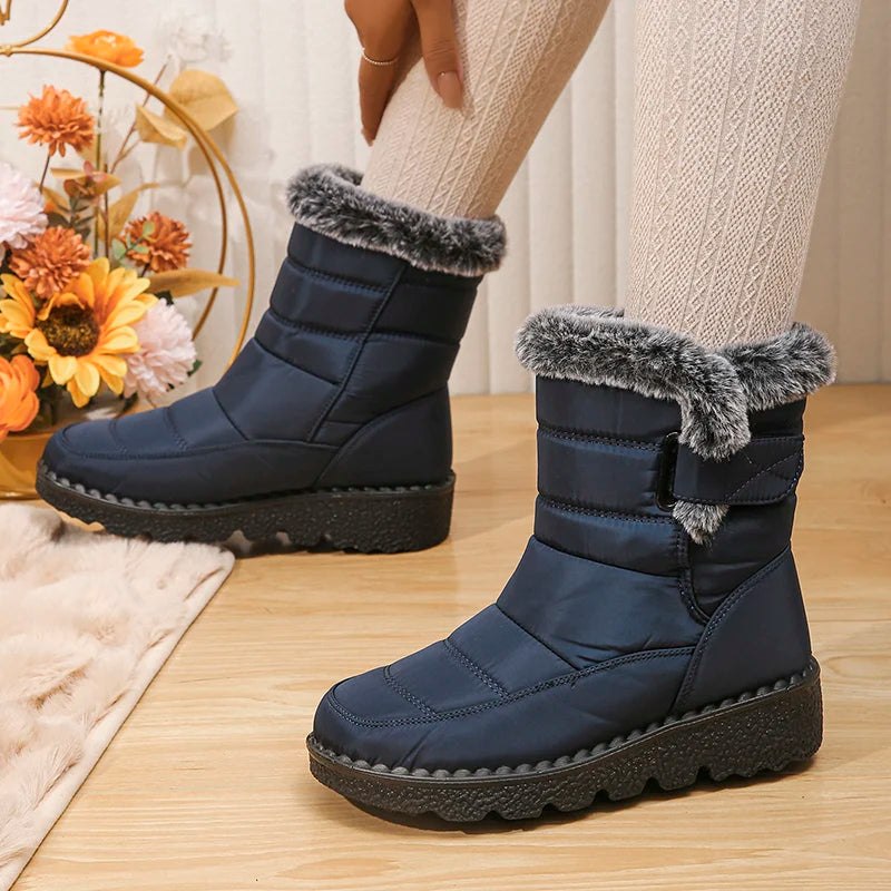 2023 Waterproof Snow Boots for Women Winter Shoes Faux Fur Plush Ankle Boots Woman Plus Size Non-Slip Warm Cotton Botas Mujer