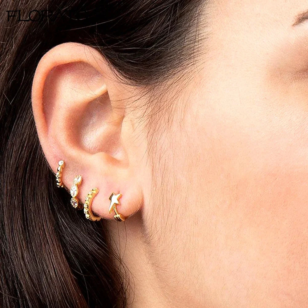 925 Silver Needle 11/13mm Small Hoop Earrings for Women Circle Piercing Huggie Earrings Multicolor Zircon Earrings Party Jewelry