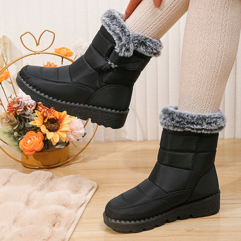 2023 Waterproof Snow Boots for Women Winter Shoes Faux Fur Plush Ankle Boots Woman Plus Size Non-Slip Warm Cotton Botas Mujer